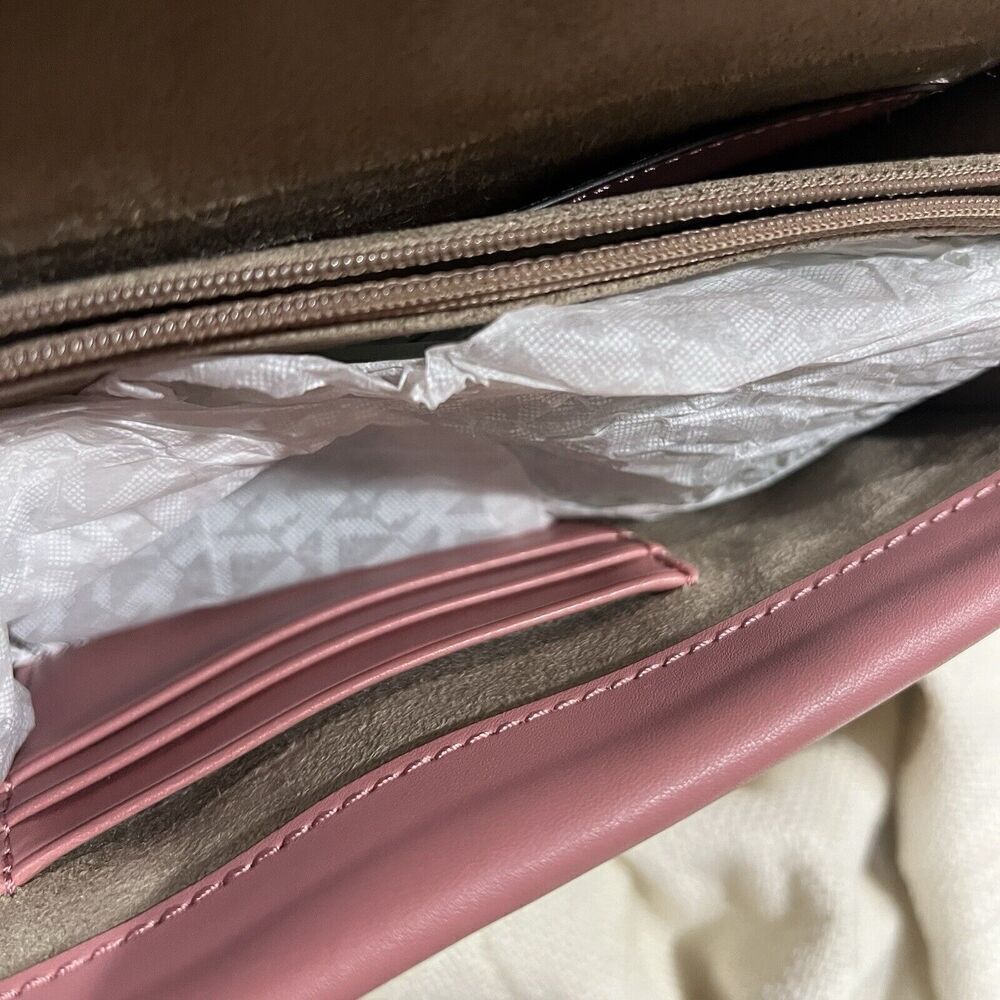 MICHAEL KORS Greenwich Quilted Faux Leather Studded Shoulder Crossbody Rose NWT - Picture 13 of 15